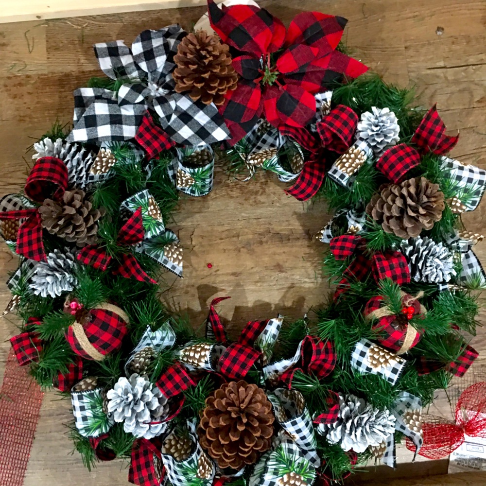 Christmas Buffalo check wreath